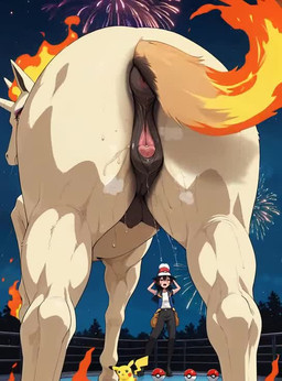 ambiguous_fluids anatomically_correct anatomically_correct_genitalia animal_genitalia animal_pussy anus blush bodily bodily_fluids butt dancing dripping equine_anus equine_genitalia equine_pussy female feral feral_fetish fire flaming_tail genital_fluids genitals grok horn looking_at_viewer looking_back pokeball presenting pussy raised_tail smile solo swaying_hips tail_motion tailwag shut_up_and_watch nintendo pokemon equid equine generation_1_pokemon horse human mammal pikachu pokemon_(species) animated short_playtime webm