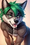 anthro cumshot_in_mouth fellatio male male/male oral penile sex solo w0lf_2145 canid canine canis mammal wolf