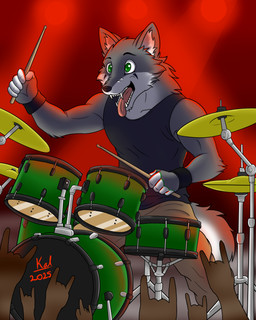 anthro concert drum heavy_metal kurtkalupo male musical_instrument percussion_instrument playing solo drummer absurd_res hi_res music