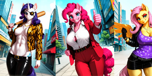 Rating: q
ID: 122642
Date: 2025-08-20 09:19:20 -0400
Status: active
Score: 6
5_fingers abs absurd_res alternative_fashion anthro anthrofied athletic athletic_female baseball_bat bat_(object) belt big_breasts blue_eyes bottomwear breasts building city city_background cleavage clothed clothing cosplay crossover crossover_cosplay cutie_mark detailed_background earth_pony equid equine eye_patch eyelashes eyeshadow eyewear feathered_wings feathers female fingers fluttershy_(mlp) friendship_is_magic gesture gloves goro_majima group hair handwear hi_res holding_object horn horse ichiban_kasuga inner_boob jacket jewelry leather leather_bottomwear leather_clothing leather_jacket leather_pants leather_topwear long_hair looking_at_viewer makeup mammal muscular my_little_pony navel necklace open_clothing open_topwear outside pants pegasus pink_body pink_hair pinkie_pie_(mlp) pony public public_exposure purple_hair rarity_(mlp) shirt skirt smile sunglasses tail text thumbs_up topwear trio unicorn unknown_director weapon white_body wings yakuza_(series) yellow_body post #122642