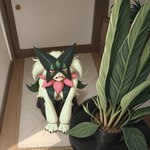 all_fours angry anthro breasts female high-angle_view kneeling looking_at_object medium_breasts plant_pot pokemon solo koboldcollector meowscarada absurd_res hi_res