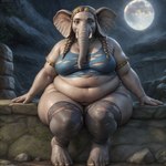 absurd_res anthro big_butt butt clothing elephant elephantid female harrystash hi_res mammal morbidly_obese obese obese_female overweight overweight_anthro overweight_female princess_zelda proboscidean solo the_legend_of_zelda thick_thighs torn_clothing transformation trunk wide_hips