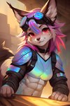 anthro clothed clothing female fur hair iridescent looking_at_viewer smile solo solo_focus nikfur felid feline lynx mammal absurd_res hi_res