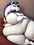 ambiguous_gender anthro equid equine ffox475 hair hi_res horn mammal multicolored_hair obese overweight rainbow_hair seductive solo unicorn