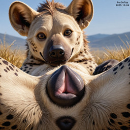 animal_genitalia animal_pussy anus black_anus black_pussy brown_body brown_eyes brown_fur canine_genitalia canine_pussy close-up detailed_fur detailed_pussy female feral fur genitals looking_at_viewer lying multicolored_body multicolored_fur nude nude_female on_back outside photorealism presenting presenting_pussy pussy solo spots spotted_body spotted_fur spread_legs spreading furontap hyaenid mammal spotted_hyena 1:1 2025 colored detailed