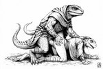 animal_genitalia anthro cloaca cloacal cloacal_penetration clocal_penis clothed clothing duo female genitals male male/female partially_clothed penetration raised_tail hyperion lizard lizardman reptile scalie