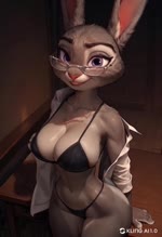 anthro big_breasts big_butt bikini bikini_bottom bikini_top black_bikini black_clothing black_swimwear breasts butt clothing eyewear female fur glasses grey_body grey_fur mjkjfk solo swimwear thick_thighs wide_hips animated hi_res webm