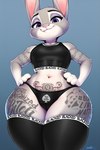 anthro arm_tattoo big_ass big_butt butt clothing female leg_tattoo panties qos qos_clothing qos_tattoo raceplay_tattoo smile solo spade_simble tattoo text thick_thighs underwear womb_tattoo zootopia unknown_director judy_hopps lagomorph leporid mammal rabbit