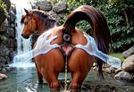 anatomically_correct anatomically_correct_genitalia anatomically_correct_pussy animal_genitalia animal_pussy anus bodily_fluids dock_(anatomy) equine_pussy female feral genital_fluids genitals peeing pussy solo spread_pussy spreading touching_pussy urine waterfall watersports mare_fan_ultimate equid equine horse mammal