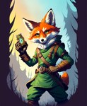 anthro canid canine clothed clothing forest fox gloves green_eyes handwear holding_object lezzy male mammal plant solo tree