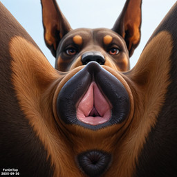 animal_genitalia animal_pussy anus brown_eyes canine_genitalia canine_pussy close-up detailed_fur extreme_close-up female feral fur genitals looking_at_viewer low-angle_view lying multicolored_body multicolored_fur nude on_back open_pussy photorealism presenting presenting_pussy pussy rea simple_background solo spread_legs spreading furontap canid canine canis dobermann domestic_dog mammal pinscher 1:1 2025 colored detailed