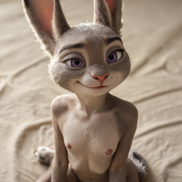 anthro breasts female nipples nude pinup pose realistic realistic_fur small_breasts smile solo 1231kubik disney zootopia judy_hopps lagomorph leporid mammal rabbit