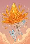 blue_body blue_eyes cloud feral sign solo translucent icefoxai canid canine fox mammal hi_res