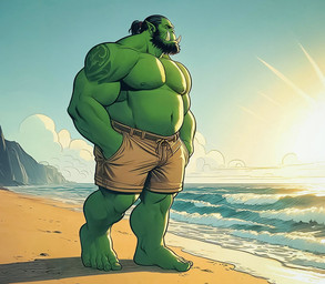 5_toes arm_tattoo atmospheric_perspective beach beard biceps big_biceps big_deltoids big_forearm_muscles big_muscles big_quads big_triceps biped black_beard black_facial_hair black_hair black_sideburns bottomwear broad_shoulders closed_smile clothed clothed_humanoid clothed_male clothing cloud dall-e_3 dark_beard dark_facial_hair day deltoids detailed_background empty_eyes facial_hair feet forearm_muscles green_body green_ears green_skin hair humanoid_feet humanoid_pointy_ears light long_hair looking_aside male manly monotone_body monotone_skin mouth_closed musclegut muscular muscular_arms muscular_humanoid muscular_legs muscular_male nature nature_background nipples outside pecs plantigrade ponytail pose quads sea seaside sharp_teeth shorts shoulder_tattoo sideburns sky slightly_chubby slightly_chubby_humanoid slightly_chubby_male smile solo sun sunlight sunset tan_bottomwear tan_clothing tan_shorts tattoo teeth thick_neck three-quarter_view toes topless topless_humanoid topless_male trapezius triceps tusks walking water wave zenithwolf humanoid orc 8:7 detailed digital_drawing_(artwork) digital_media_(artwork) full-length_portrait hatching_(art) hi_res portrait shaded