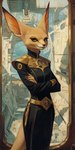 anthro big_ears brown_nose ear_veins female solo solo_focus starfleet starfleet_uniform yellow_eyes bahufaru star_trek canid canine fennec fox mammal hi_res portrait