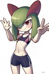 anthro bottomwear clothing female gym_clothing hotpants shorts solo topwear aleguz_loera generation_3_pokemon humanoid kirlia pokemon_(species) hi_res