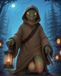 balls barefoot big_balls big_penis biped bottomless casual_exposure cloak clothed clothing detailed_background feet fingers flaccid foreskin forest front_view full_moon genitals glans green_body green_penis green_scales half-erect holding_object holding_weapon huge_balls huge_penis humanoid_genitalia humanoid_penis hyper hyper_balls hyper_genitalia hyper_penis knife lamp lantern looking_at_viewer male melee_weapon moon night outside partially_retracted_foreskin penis pink_glans plant robe saggy_balls scales sky small_but_hung solo standing tail thick_penis toes tree vein veiny_penis weapon yellow_eyes unknown_director lizard reptile scalie tonberry hi_res