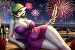 belly big_breasts blush breasts city cleavage clothed clothing director_triplebarts dress drunk female fireworks flower hair holiday_theme legs_together lying navel night on_side plant red_eyes romantic rose_(flower) smile solo substance_intoxication tight_clothing white_body wide_hips animal_humanoid gardevoir generation_3_pokemon humanoid mammal mammal_humanoid pokemon_(species) absurd_res hi_res