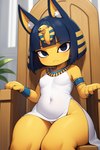 animal_crossing ankha_(animal_crossing) anthro clothing domestic_cat felid feline felis female hair mammal solo voidfly_(director)