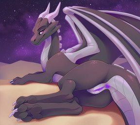 3_toes anus bedroom_eyes black_body claws feet female feral genitals lying mythology narrowed_eyes on_side purple_eyes pussy seductive sky smile solo star starry_sky toes lightning7 minecraft dragon ender_dragon mythological_creature mythological_scalie scalie hi_res