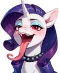 fangs female feral mlp solo tongue tongue_out tricksterfox flutterbat_(mlp) fluttershy_(mlp) rarity_(mlp) bat_pony equid mammal hi_res