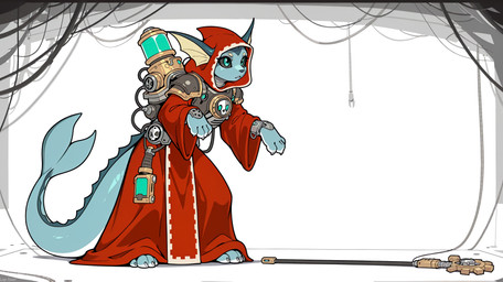 ambiguous_gender blue_body bone clothed clothing female robe science_fiction semi-anthro skull solo nintendo pokemon warhammer40k eeveelution generation_1_pokemon pokemon_(species) vaporeon flat_colors hi_res