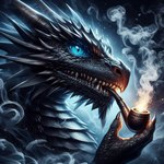 black_body blue_eyes dragon feral loganth male pipe portrait smoking solo
