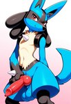 animal_genitalia animal_penis anthro balls blue_balls blue_body blue_fur canine_genitalia canine_penis erection fur genitals knot looking_at_viewer male navel penis solo spikes spikes_(anatomy) tail anguirus12345 nintendo pokemon generation_4_pokemon lucario pokemon_(species) hi_res
