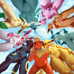 5_fingers anthro anthrofied areola big_breasts biped bite biting_lip biting_own_lip black_body black_fur black_nose blep blue_areola blue_body blue_eyes blue_fur blue_nipples blue_pussy blue_sclera blue_sky blush breast_size_difference breasts brown_body brown_fur brown_sclera butt chest_tuft choker clitoral_hood clitoris clitoris_piercing cloud collar collar_only cyanotic_epithelium day disappointed_expression evolutionary_family eyebrows eyelashes female fingers flat_chested frill_(anatomy) fur genital_piercing genitals green_body green_fur grin group group_nudity hand_on_butt hand_on_hip hand_on_leg hands_behind_back humanoid_genitalia humanoid_hands humanoid_pussy jewelry laughing leaning leaning_forward light_smile looking_aside looking_at_viewer looking_down looking_down_at_viewer low-angle_view markings medium_breasts multicolored_body multicolored_pussy nails navel neck_frill neck_tuft necklace nipple_piercing nipples nude nude_anthro nude_female open_mouth orange_body orange_fur outdoor_nudity outside piercing pink_areola pink_body pink_fur pink_nipples pink_pussy plant pokemorph presenting presenting_pussy pupils purple_eyes purple_sclera pussy pussy_piercing ring_piercing self_bite shaking skinny sky slightly_chubby small_breasts smile spread_pussy spreading standing sun tail take_your_pick tan_body tan_fur teeth tongue tongue_out trembling tuft two_tone_pussy white_body white_fur white_pupils worm's-eye_view yellow_body yellow_fur soloko nintendo pokemon canid canine eevee eeveelution espeon flareon generation_1_pokemon generation_2_pokemon generation_4_pokemon generation_6_pokemon glaceon jolteon leafeon mammal pokemon_(species) sylveon umbreon vaporeon 1:1 hi_res