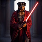 absurd_res anthro canid canine canis domestic_dog hi_res lightsaber male mammal mastiff melee_weapon molosser rottweiler solo star_wars wazaa weapon