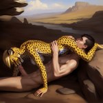 69_position absurd_res anthro athletic athletic_anthro attempted_signature black_spots blonde_hair breasts canineluvr19 cheetah cloud colored countershading cunnilingus duo felid feline fellatio female fur genitals hair hi_res human human_on_anthro humanoid_genitalia humanoid_penis interspecies male male/female mammal nature nature_background oral penile penis sex sky spots spotted_body spotted_fur vaginal white_body white_countershading yellow_body yellow_fur