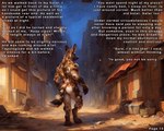 african_wild_dog alley anthro bottomwear butt canid canine clothing kaleb loincloth male mammal muscular muscular_male night solo tail_aside text wetfur_(director)