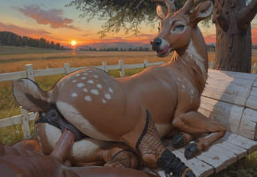 animal_genitalia animal_pussy anus bench bestiality black_clothing black_legwear black_pussy blue_eyes brown_body clothing duo equine_anus equine_genitalia equine_pussy female feral genitals grassland hooves legwear licking licking_lips looking_at_viewer looking_back lying male male/female nude nude_female on_lap penetration penile penile_penetration penis_in_pussy puffy_anus pussy quadruped raised_tail sitting_on_lap solo sunset tail_up tongue tongue_out vaginal vaginal_penetration mare_fan_ultimate cervid cervine human mammal hi_res