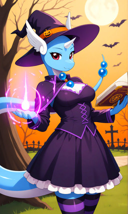 anthro book clothing female halloween hat headgear headwear magic_user mythology smile solo witch witch_clothes witch_costume witch_hat gobabsnow nintendo pokemon dragon dragonair generation_1_pokemon mythological_creature mythological_scalie pokemon_(species) scalie absurd_res hi_res