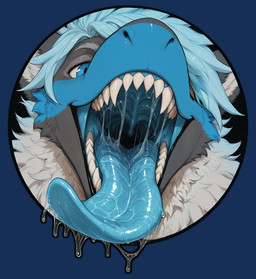 anthro big_tongue blue_body blue_eyes bodily_fluids dripping excessive_saliva eyebrows face_focus first_person_view fluffy fur grey_eyebrows hair looking_at_viewer male mouth_shot multicolored_body multicolored_fur neck_tuft one_eye_obstructed open_mouth saliva saliva_drip saliva_on_tongue saliva_string sharp_teeth simple_background solo teeth tongue tongue_out transparent_background tuft uvula oldhroft stratos_(labradoor) nardoragon nardotaur alpha_channel headshot_portrait hi_res portrait