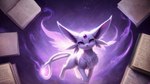 book eeveelution espeon fantasy female feral floating fur generation_2_pokemon hi_res magic mammal orionbonnie pink_body pink_fur pokemon_(species) purple_eyes solo