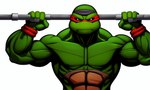 2022 5:3 abs aiisamisnomer armwear athletic athletic_male biceps clothing eyemask eyewear flexing glowing glowing_eyes green_body hi_res humanoid looking_at_viewer male mask muscular muscular_male nipples pecs reptile scalie simple_background solo stable_diffusion standing sweatband teenage_mutant_ninja_turtles turtle white_background white_eyes widescreen wristband