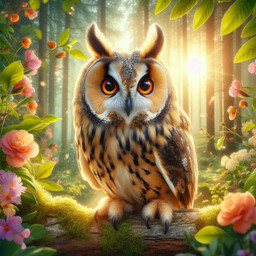 2_toes amber_eyes ambiguous_gender beak black_body black_feathers border branch brown_body brown_feathers feathers feet feral flower light looking_at_viewer moss outside plant solo sunlight talons tan_body tan_feathers toes white_body white_feathers wings val_the_sergal avian bird owl
