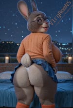 anthro big_butt bottomwear bubble_butt butt clothing curvaceous curvy_figure disney eyewear female genitals glasses huge_butt hyper mature_female overweight pleated_skirt rear_view shaking_butt skirt slightly_chubby solo sweater teasing thong tongue tongue_out topwear underwear voluptuous vlrgromns zootopia bonnie_hopps lagomorph leporid mammal rabbit animated webm