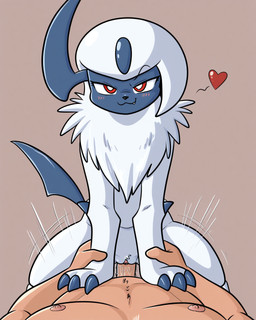 <3 anthro anthro_on_feral arm_grab bestiality cowgirl_position duo female feral first_person_view from_front_position fur human_pov looking_at_viewer male male/female male_pov neck_tuft nude on_bottom on_top penetration red_eyes sex simple_background smile smirk straddling tuft vaginal vaginal_penetration white_body white_fur cartuniverse nintendo pokemon absol generation_3_pokemon human mammal pokemon_(species) hi_res