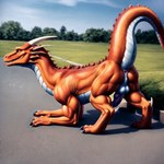 absurd_res anus backsack balls bodily_fluids bumblebee95 cum cum_drip detailed detailed_background dragon dripping feral genital_fluids genitals hi_res knot looking_at_viewer male muscular penis realistic red_body red_scales scales scalie