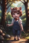 anthro brown_eyes brown_hair cub domestic_pig female forest hair hi_res hooves looking_at_viewer mammal penelope_(disambiguation) plant solo suid suina sus_(pig) tree venisoncreampie young