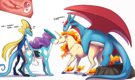 3_toes <3 anthro anus black_eyes blue_body bodily_fluids close-up cum doggystyle ejaculation exclamation_point eyes_closed feet female female/female feral fire foursome from_behind_position genital_fluids genitals group group_sex growling internal kissing looking_at_another looking_at_partner looking_down male male/female moan moaning mounting mythology penetration penis pussy rock sex simple_background standing tan_body text toes vaginal vaginal_penetration white_background lightning7 nintendo pokemon canid canine dragon equid equine generation_1_pokemon generation_2_pokemon generation_3_pokemon generation_8_pokemon inteleon legendary_pokemon lizard mammal mythological_creature mythological_scalie pokemon_(species) rapidash reptile salamence scalie suicune western_dragon absurd_res hi_res