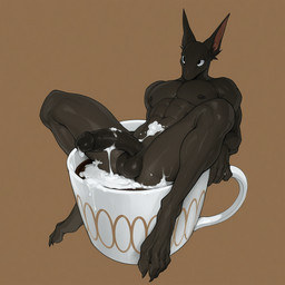abs anthro balls big_balls big_penis black_balls black_penis bodily_fluids butt claws coffee_cup container cup dark_balls dark_body dark_penis dark_skin darkened_genitalia erection foam foreskin genital_fluids genitals glans glistening glistening_balls glistening_genitalia glistening_penis humanoid_genitalia humanoid_penis long_penis male muscular penis precum presenting presenting_balls presenting_penis reclining retracted_foreskin saggy_balls simple_background simple_eyes solo toe_claws vein veiny_penis latentspaceman unknown_species hi_res