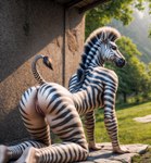 anthro breasts butt completely_nude equid equine female female_anthro fur genitals hi_res lewdtf mammal nude_art pussy solo zebra