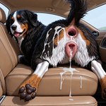 animal_genitalia animal_pussy anus bodily_fluids butt canine_genitalia cum cum_drip cum_in_pussy cum_inside dripping female feral fur genital_fluids genitals looking_at_viewer multicolored_body multicolored_fur presenting pussy smile solo solo_focus director_donki bernese_mountain_dog canid canine canis domestic_dog mammal molosser mountain_dog swiss_mountain_dog
