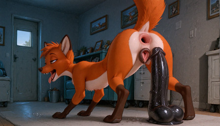 all_fours animal_genitalia animal_pussy anthro anus big_dildo bodily_fluids breath canine_genitalia canine_pussy dildo female gaping gaping_anus genital_fluids genitals huge_dildo inside panting pussy pussy_juice rear_view saliva sex_toy solo spread_legs spreading tongue tongue_out nnam_si3 rita_(jungledyret) canid canine fox mammal red_fox hi_res