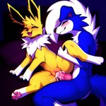 anthro anthro_on_feral anthro_penetrating anthro_penetrating_feral bestiality blue_body blue_fur bodily_fluids canid cum cum_in_pussy cum_inside cum_on_penis duo eeeee5 eeveelution eyes_closed female feral feral_penetrated fur generation_1_pokemon generation_7_pokemon genital_fluids genitals hi_res jolteon lycanroc male male/female male_on_feral mammal midnight_lycanroc pawpads penetration penis pokemon_(species) pussy sex tongue vaginal vaginal_penetration white_body white_fur yellow_body yellow_fur