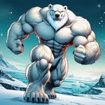 5_fingers 5_toes abs action_pose anthro arctic beard biceps big_abs big_biceps big_deltoids big_forearm_muscles big_muscles big_pecs big_quads big_trapezius big_triceps biped black_claws black_nipples black_nose blue_eyes blue_sky broad_shoulders bulge claws clothed clothed_anthro clothed_male clothing dall-e_3 dark_claws day deltoids detailed_background empty_eyes facial_hair feet fingers fist forearm_muscles front_view fur huge_abs huge_biceps huge_deltoids huge_forearm_muscles huge_muscles huge_pecs huge_quads huge_trapezius huge_triceps humanoid_hands ice inner_ear_fluff lake light light_body light_fur looking_at_viewer male manly mature_anthro mature_male monotone_body monotone_fur mountain mouth_closed muscular muscular_anthro muscular_arms muscular_legs muscular_male muscular_thighs nipples obliques outside pecs plantigrade pose quads round_ears serratus sky snout snow snowing solo thick_neck toe_claws toes topless topless_anthro topless_male trapezius triceps tuft underwear underwear_only walking water white_beard white_body white_clothing white_facial_hair white_fur white_inner_ear_fluff white_underwear zenithwolf mammal polar_bear ursid ursine 1:1 2024 blue_theme cool_colors digital_drawing_(artwork) digital_media_(artwork) full-length_portrait hatching_(art) hi_res lighting portrait shaded