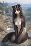 ai_tagging_(redrocket) anthro barefoot bikini black_body black_fur black_hair blue_eyes breasts clothed clothing day detailed_background digitigrade feet female forest fur hair kneeling lake long_hair looking_at_viewer mountain mountains outside pink_nose plant rock sky smile solo swimwear teal_eyes tree water waterfall whiskers white_body white_clothing white_fur white_swimwear director_crashbandit domestic_ferret mammal mustela mustelid musteline true_musteline digital_media_(artwork) hi_res novelai